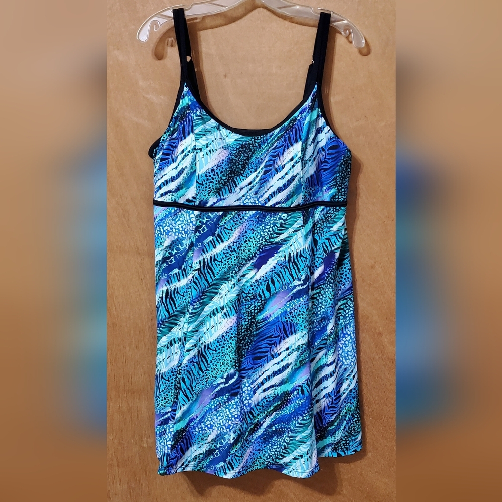 Swim365 by Swimsuits For All Blue and Black One Piece Swimsuit Size 20